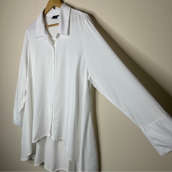 Lisa Bayne Dramatic High Low Tencel Viscose Blouse Size XXL - Picture 2 of 6